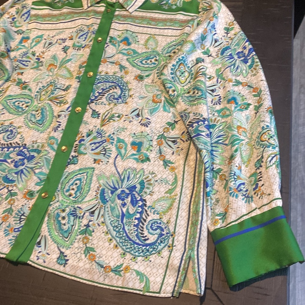 Zara Patterned Button Down Blouse - image 4